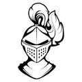 Knight head vector drawing, knight face drawing sketch, knight head in black and white