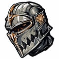 Knight Helmet With Golden Details - Necronomicon Style