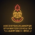 Knight helmet neon light icon