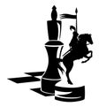 Knight and horse on game board with chess piece black vector design Royalty Free Stock Photo