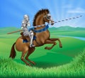 Knight on horse with lance Royalty Free Stock Photo