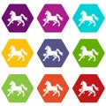 Knight horse mascot icons set 9 vector Royalty Free Stock Photo