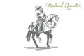 Knight, horse, medieval, character, armor concept. Hand drawn isolated vector. Royalty Free Stock Photo