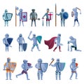 Knight icons set, cartoon style Royalty Free Stock Photo
