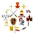 Knight icons set, flat style