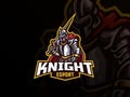 Knight mascot sport logo design Royalty Free Stock Photo