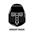 knight mask icon, black vector sign with editable strokes, concept illustration Royalty Free Stock Photo