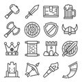 Vector knight medieval history icons set