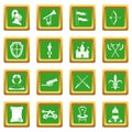 Knight medieval icons set green