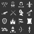 Knight medieval icons set grey vector