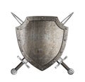 Knight metal shield with crossed swords coat of arms Royalty Free Stock Photo