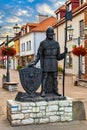 Knight monument at Krakowska street in historic old town of Olkusz in Lesser Poland