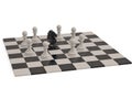 Knight and pawns chess piece on checkerboard.3D illustration. Royalty Free Stock Photo