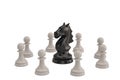 Knight and pawns chess piece on white background.3D illustration Royalty Free Stock Photo