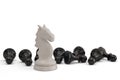 Knight and pawns chess piece on white background.3D illustration Royalty Free Stock Photo