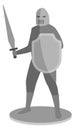 Knight plastic toy. Cartoon warrior with sword and shield Royalty Free Stock Photo