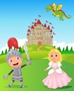 Knight, princess and dragon Royalty Free Stock Photo
