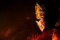 Knight profile with fire reflections Royalty Free Stock Photo