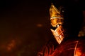 Knight profile with fire reflections Royalty Free Stock Photo