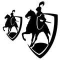 Knight riding a horse black shield vector design Royalty Free Stock Photo