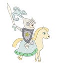 Knight riding on a horse - doodle illustration isolated from background Royalty Free Stock Photo