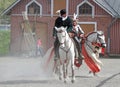 Knight riding on horse in medieval event in Finland