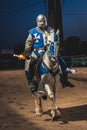 Knight riding horse Medieval festival in Elvas, Portugal. Royalty Free Stock Photo