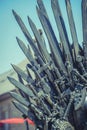 Knight, royal throne made of iron swords, seat of the king, symbol of power and reign