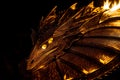 A knight s shield reflecting a dragon made of dancing flames Royalty Free Stock Photo