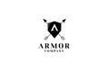 Knight Shield Armor Sword Initial Letter A