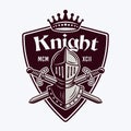 Knight shield vector royal vintage style emblem Royalty Free Stock Photo