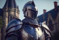 Knight in shining armor. Detail metal helmets. Medieval warrior Royalty Free Stock Photo