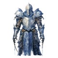 A Knight in Shining Blue Armor with Two Daggers Royalty Free Stock Photo