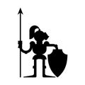 Knight Silhouette. Armor Warrior. Medieval Soldier Vector Illustration