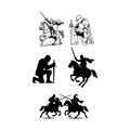 knight silhouettes on white Royalty Free Stock Photo