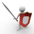 Knight with sword on white background Royalty Free Stock Photo