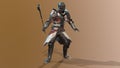 Knight Swordsman in Full Armour, 3D render