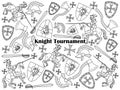 Knight Tournament colorless set vector