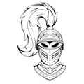 Knight. Vector illustration of a sketch spartan warrior head. Helmet armor. Medieval warrior knight in armour helmet Royalty Free Stock Photo