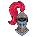 Knight. Vector illustration of a spartan warrior head. Helmet armor. Medieval warrior knight in armour helmet Royalty Free Stock Photo