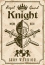 Knight vector medieval thematic vintage poster