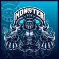 Knight Warrior Monster mascot esport logo design illustrations vector template, Steal Guardian Monster logo for team game streamer Royalty Free Stock Photo