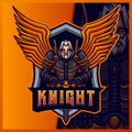Knight Warrior Wing mascot esport logo design illustrations vector template, Tiger logo for team game streamer youtuber banner