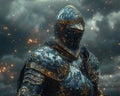 A knights shining armor detailed in a 3D render