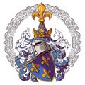 Knightly coat of arms. Medieval knight heraldry and Medieval knight ornament