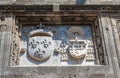 Knightly coat of arms on the wall of a house in Rhodes. Royalty Free Stock Photo