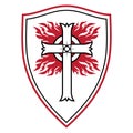 Knightly design. Crusader Knight Shield with Flaming Cross Royalty Free Stock Photo