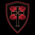 Knightly design. Crusader Knight Shield with Flaming Cross