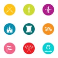 Knightly icons set, flat style