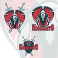 Knights armor mascot logo. Contemporary sport angry logotype